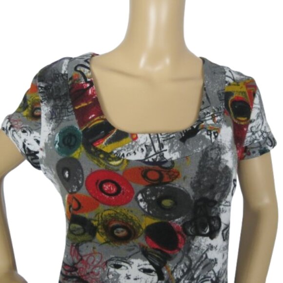 Papillon Modern Graffiti Art Tunic Top - Picture 2 of 7